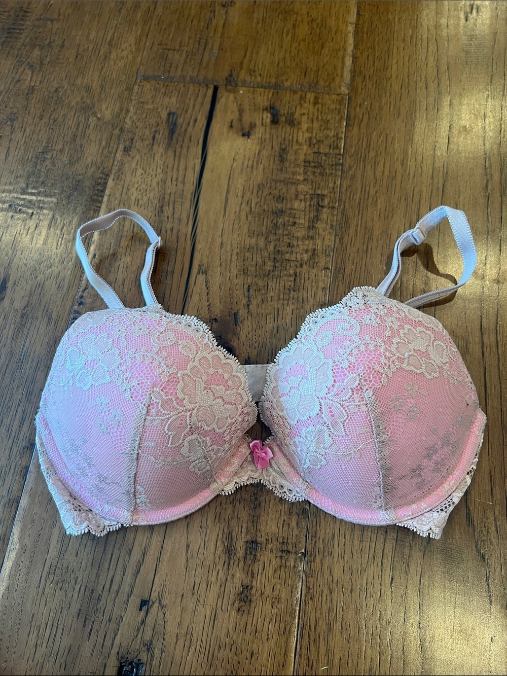 Victoria's Secret Pink Lace Push-Up Bra with Bow